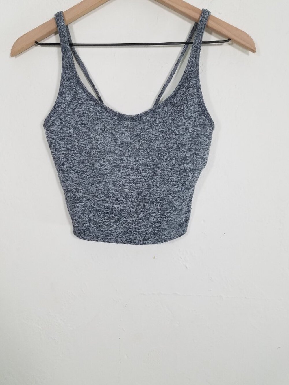 Vuori Halo Performance Crop Top Tank with Built in Bra Header Gray Strappy - Picture 3 of 5